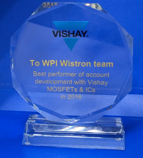 Best performer of account development with Vishay MOSFETs & Ics in 2016_WISTRON